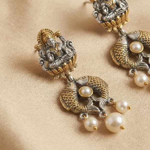 Multicolor_Oxidized_Tranquil_Ganpati_Long_Earringsdual_Tone_For_Women