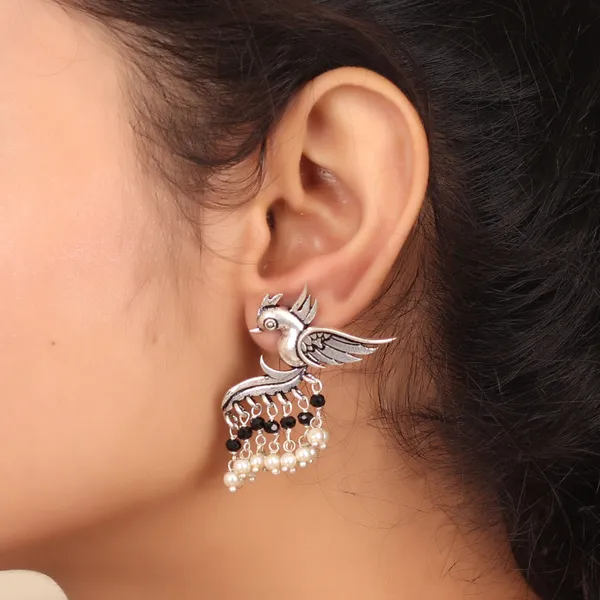 Multicolor_Pearls_Fly_With_The_Bird_Silver_Look_Alike_Earring_With_Pearls_For_Women