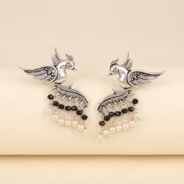 Multicolor_Pearls_Fly_With_The_Bird_Silver_Look_Alike_Earring_With_Pearls_For_Women