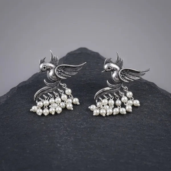 Multicolor_Pearls_Fly_With_The_Bird_Silver_Look_Alike_Earring_With_Pearls_For_Women