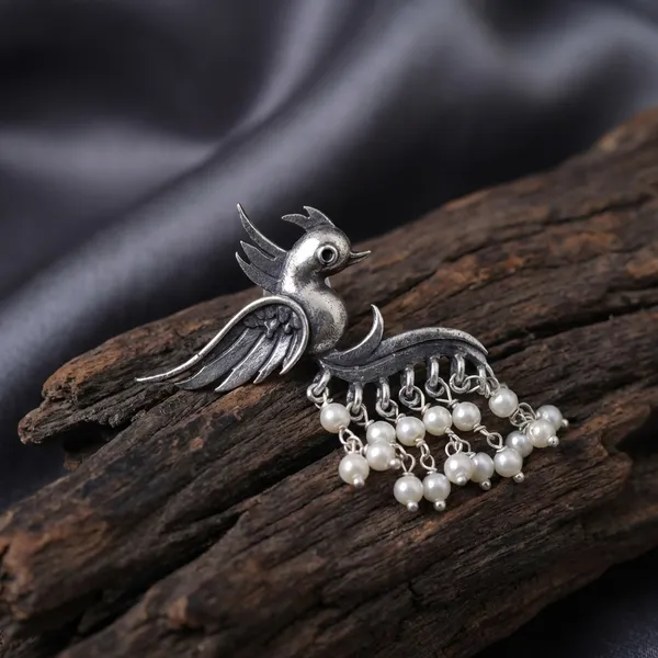 Multicolor_Pearls_Fly_With_The_Bird_Silver_Look_Alike_Earring_With_Pearls_For_Women
