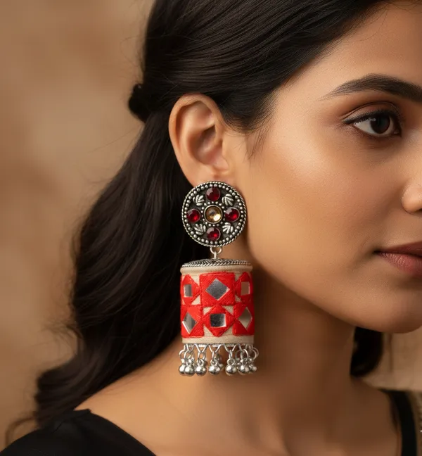 White_And_Red_Metal_The_Artwork_Earring_Off-_For_Women