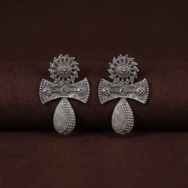 Multicolor_Metal_Antique_Silver_Finish_Religious_Designed_Earrings_For_Women