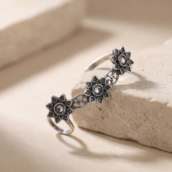 Silver_And_White_Brass_The_Primal_Vine_Earcuff_With_Stone_For_Women