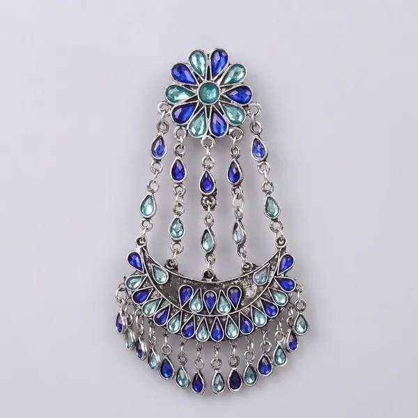 Multicolor_Metal_Crescent_Rhinestone_Afghani_Earrings_For_Women