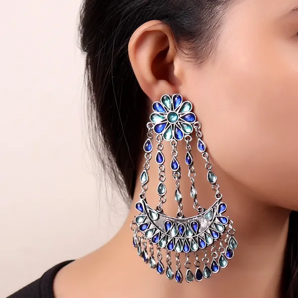Multicolor_Metal_Crescent_Rhinestone_Afghani_Earrings_For_Women