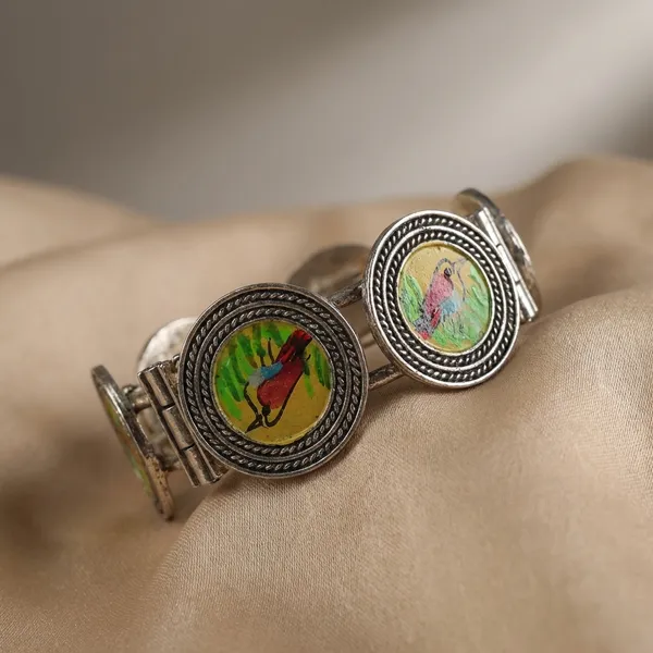 Multicolor_Metal_The_H_Painted_Kingfisher_Bracelet_For_Women