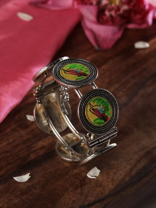 Multicolor_Metal_The_H_Painted_Kingfisher_Bracelet_For_Women