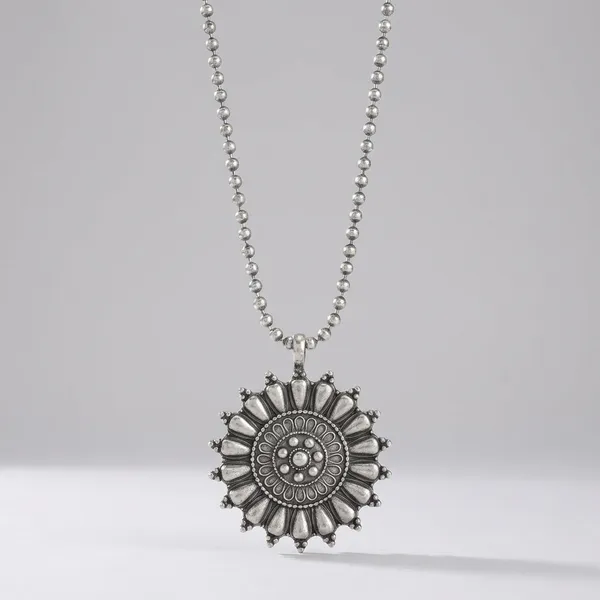 Silver_And_Red_Brass_The_Flowery_Cone_Brass_Pendant_Necklace_For_Women