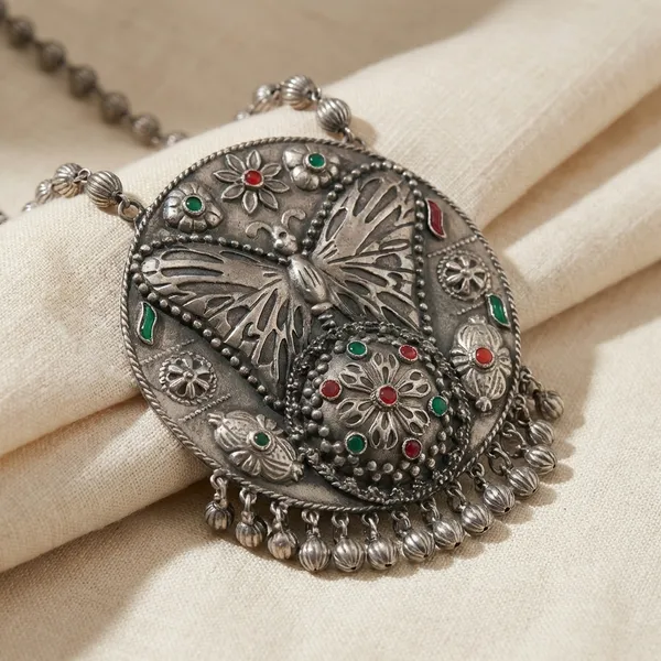 Multicolor_Metal_The_Groovy_Metallic_Butterfly_Necklace_Set_Stone_For_Women