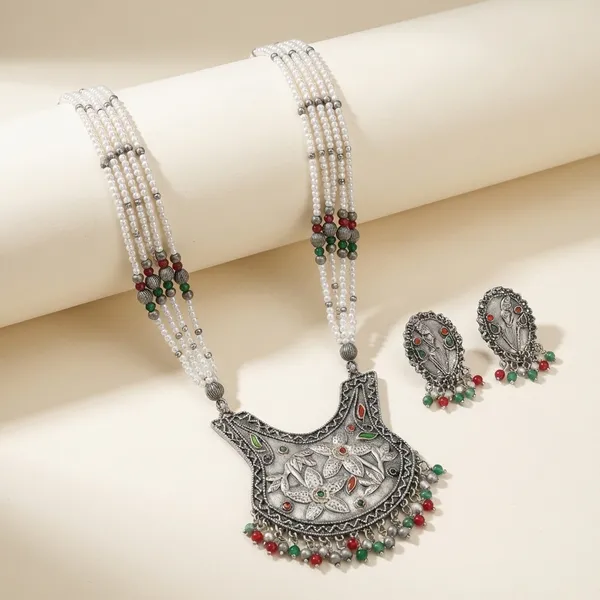 Multicolor_Metal_The_Dazzled_Flower_Necklace_Set_Kundan_Stone_For_Women