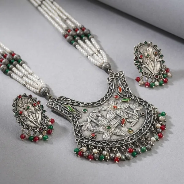 Multicolor_Metal_The_Dazzled_Flower_Necklace_Set_Kundan_Stone_For_Women