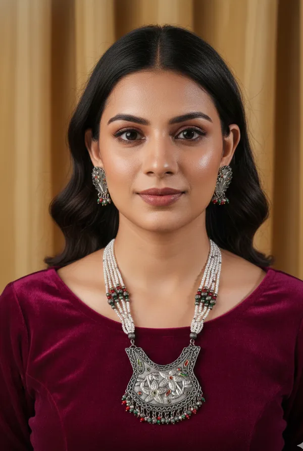 Multicolor_Metal_The_Dazzled_Flower_Necklace_Set_Kundan_Stone_For_Women