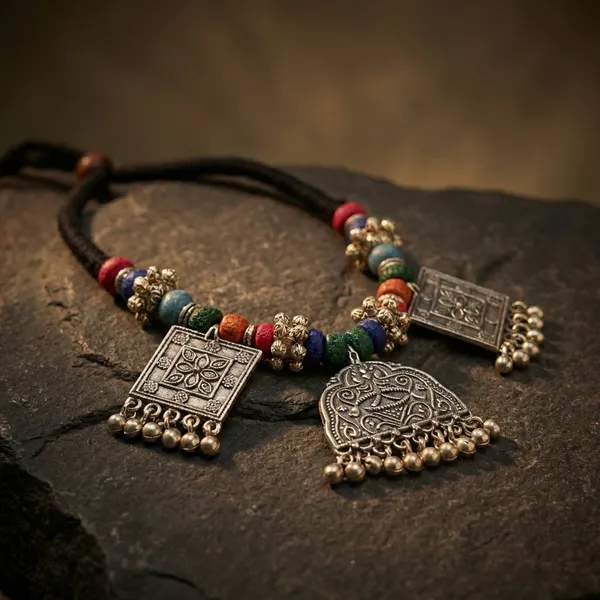 Multicolor_Metal_The_Cheerful_Necklace_Set_Thread_For_Women