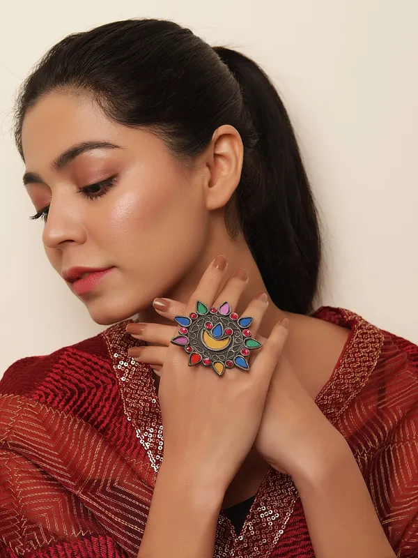 Multicolor_Metal_The_Energetic_Shield_Afghani_Adjustable_Ring_For_Women