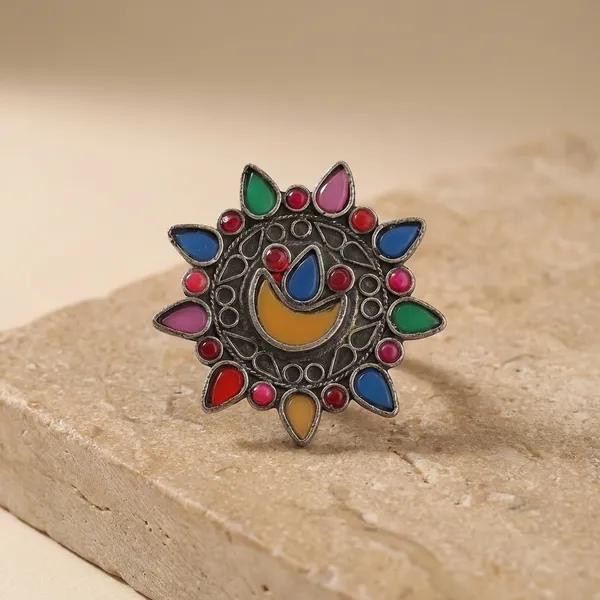 Multicolor_Metal_The_Energetic_Shield_Afghani_Adjustable_Ring_For_Women
