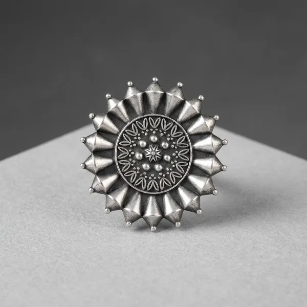 Silver_And_Red_Brass_The_Flowery_Cone_Brass_Ring_For_Women