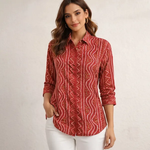 Red_Bandhani_Shirt_For_Women