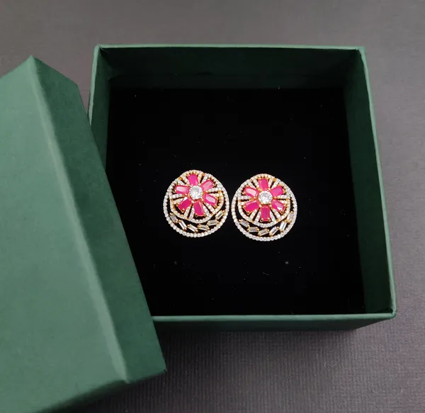 Pink_And_Gold_Cubic_Zirconia_Studs_Earrings_For_Women
