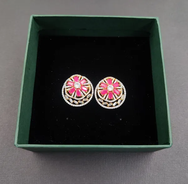 Pink_And_Gold_Cubic_Zirconia_Studs_Earrings_For_Women