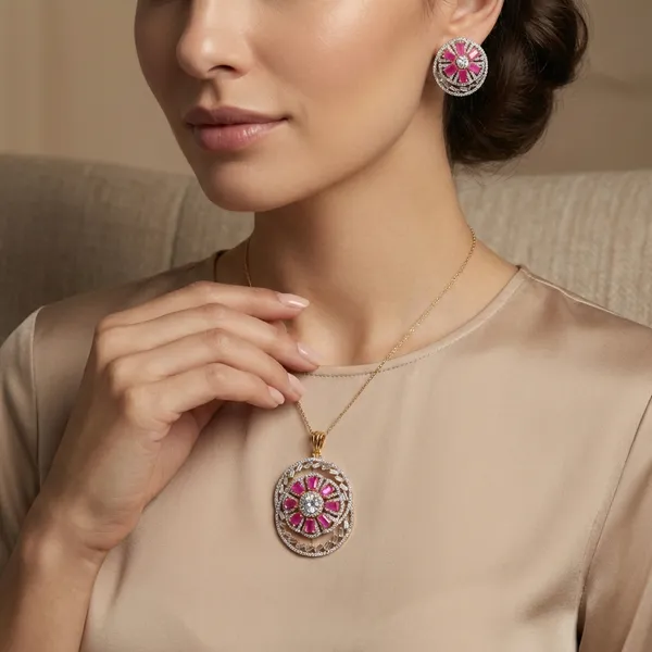 Pink_And_Silver_Cubic_Zirconia_Locket_Set_For_Women