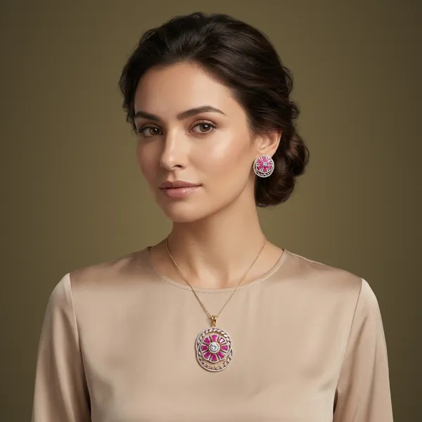 Pink_And_Silver_Cubic_Zirconia_Locket_Set_For_Women