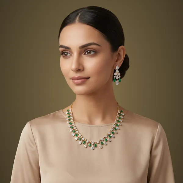 Green_Cubic_Zirconia_Necklace_Set_For_Women