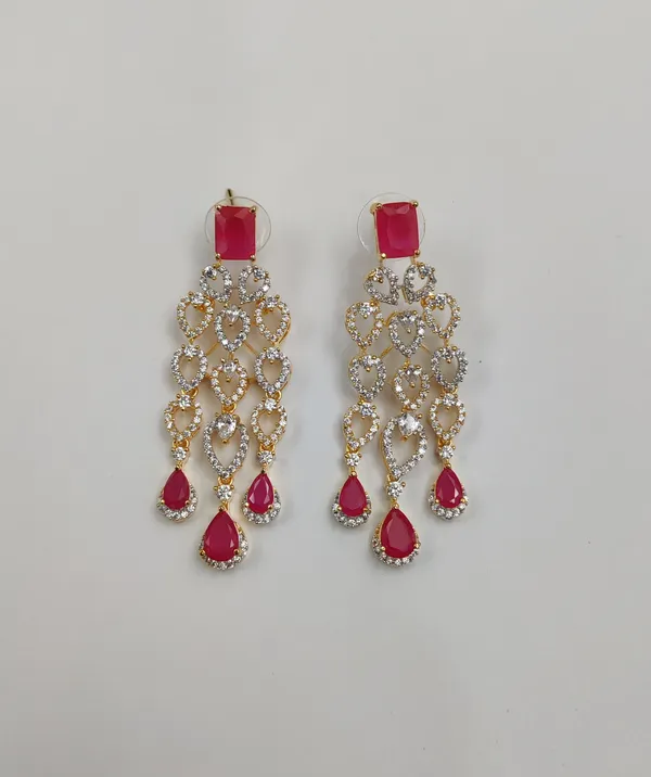 Gold_And_Clear_Cubic_Zirconia_Necklace_Set_For_Women
