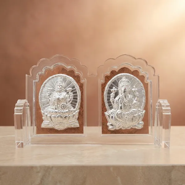 Divine_Goddess_Silver_Embossed_Acrylic_Frame_Set_Lakshmi_Saraswati_Idol_Plaque_For_Home_Temple_Decor