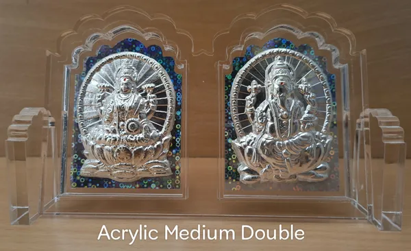 Divine_Goddess_Silver_Embossed_Acrylic_Frame_Set_Lakshmi_Saraswati_Idol_Plaque_For_Home_Temple_Decor