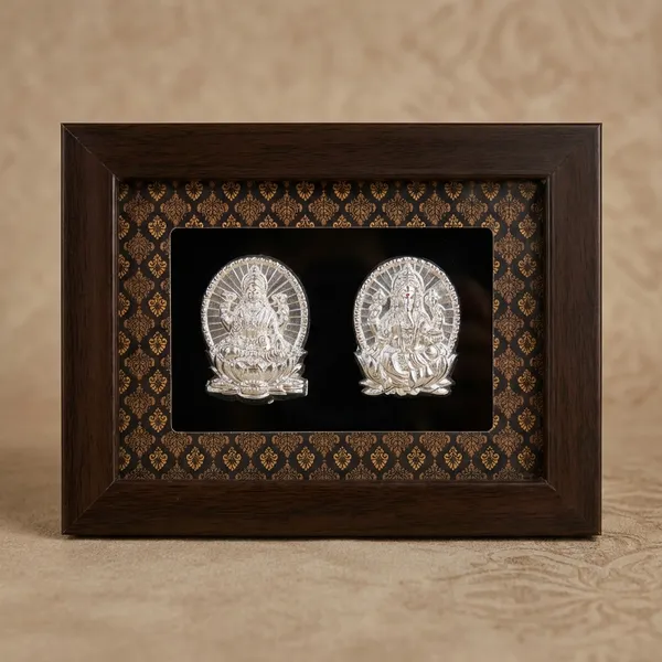 Silver_Embossed_Double_Deity_Frame_Small_Size_With_Ornate_Border