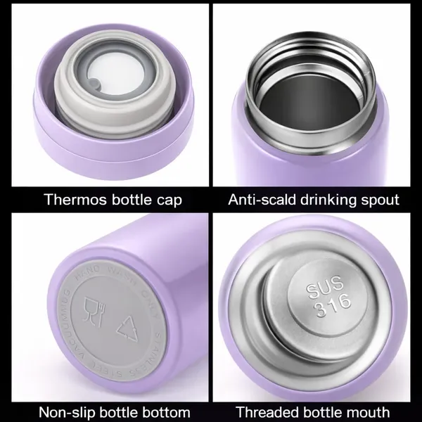 Purple_Mini_Water_Bottle_Sus_304_Stainless_Steel_Thermos_300Ml_Small_Insulated_Vacuum_Flask