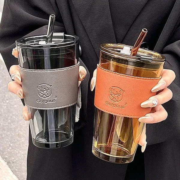Leather_Wrapped_Glass_Coffee_Tumbler_With_Lid_And_Straw