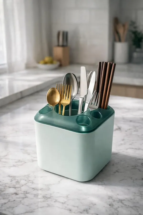 Toothbrush_Holder_With_Drain_Tray