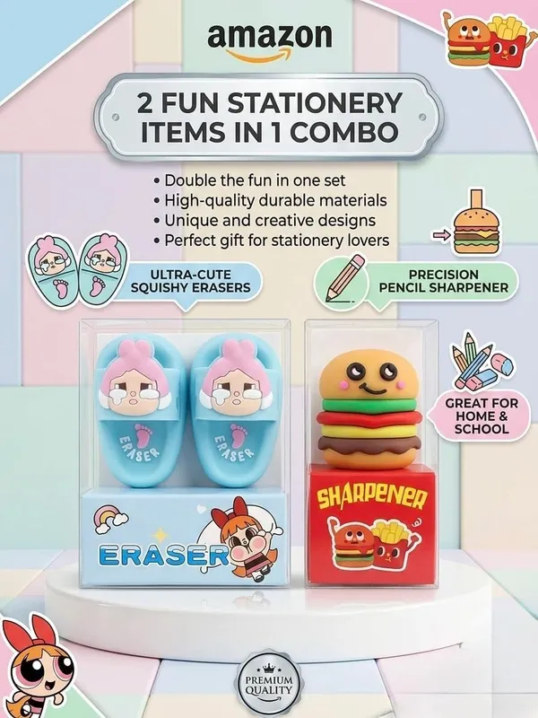 Cartoon_Eraser_And_Hamburger_Pencil_Sharpener_Set