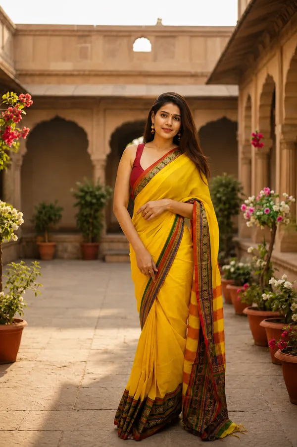 Lemon_Yellow_Narayanpet_Saree_For_Women