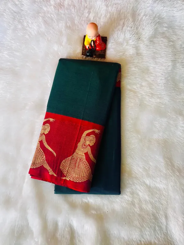 Bottle_Green_Elegant_Narayan_Peth_Cotton_Saree.
