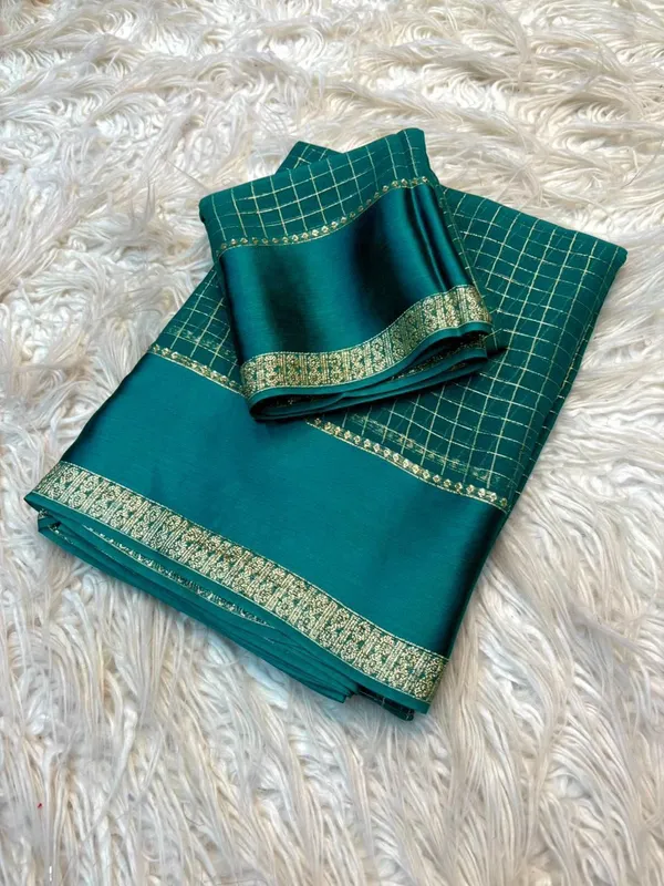 Dark_Green_Viscose_Georgette_Saree_For_Women