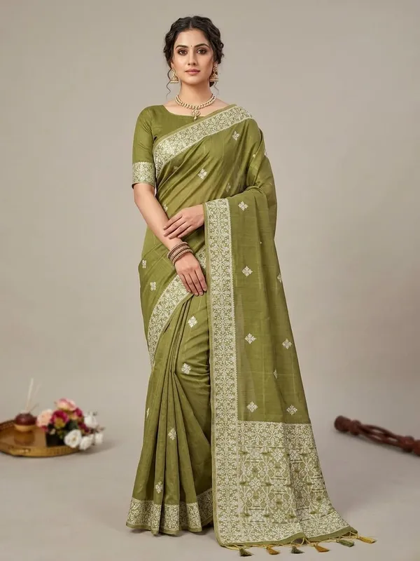 Emerald_green_Chanderi_cotton_with_Jamdani_pallu