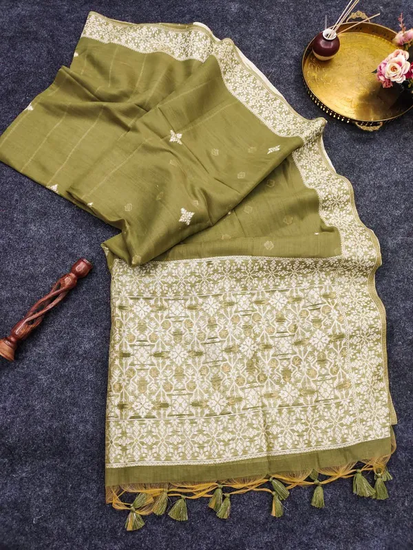 Emerald_green_Chanderi_cotton_with_Jamdani_pallu