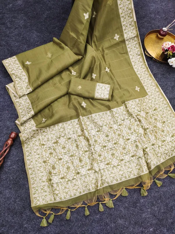Emerald_green_Chanderi_cotton_with_Jamdani_pallu