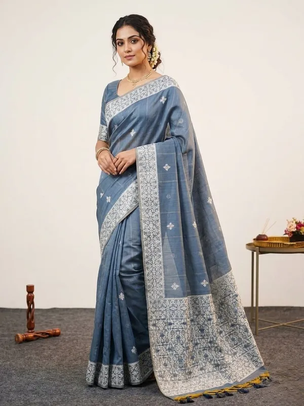 Grey_Chanderi_cotton_with_Jamdani_pallu