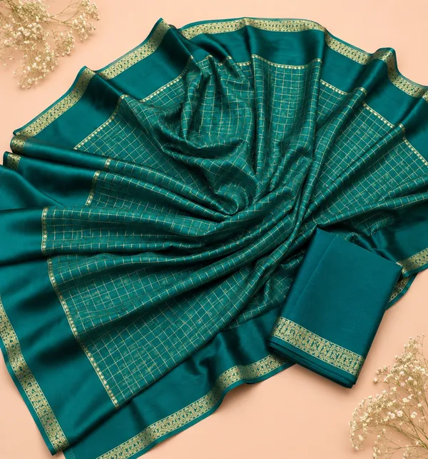 Dark_Green_Viscose_Georgette_Saree_For_Women