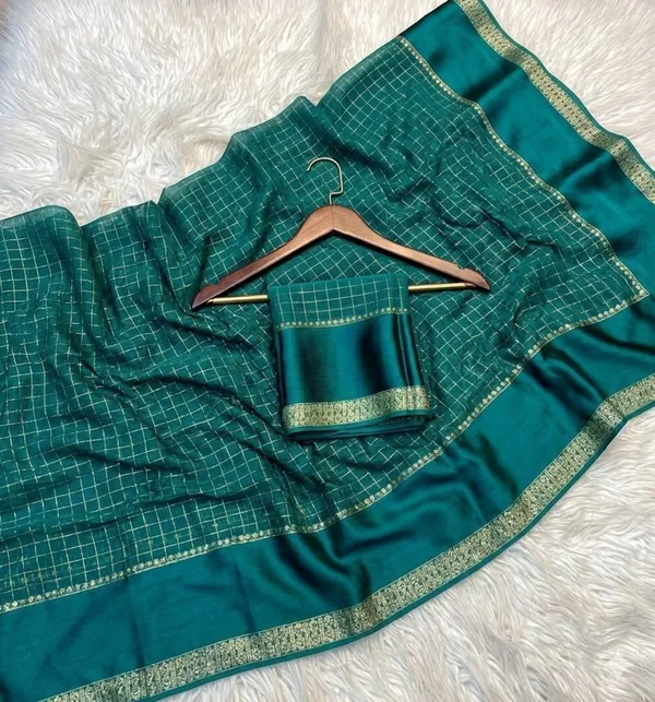 Dark_Green_Viscose_Georgette_Saree_For_Women