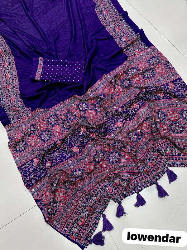 Lavender_Purple_Ajrakh_Print_Saree_with_Designer_Border