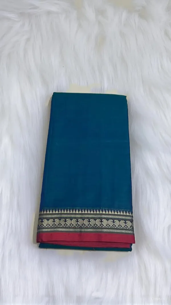 Light_Blue_Narayanpet_Cotton_Saree_With_Unstitched_Blouse