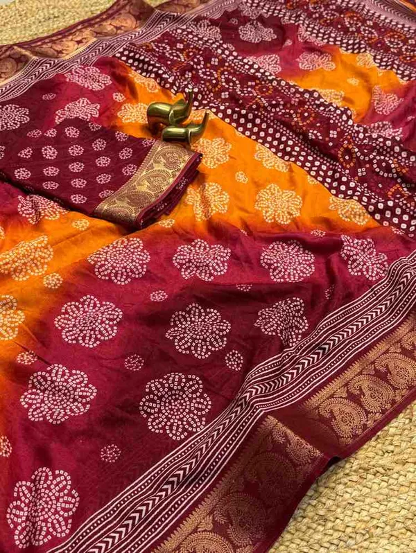 Marron_Bandhani_Print_Saree