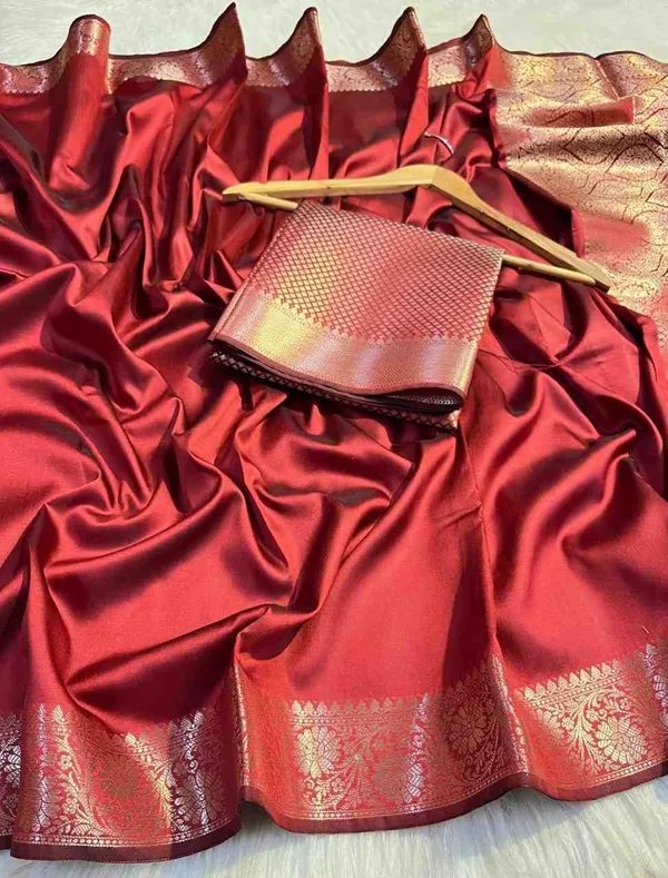 Red_Premium_Quality_Semi_Silk_Saree_with_Blouse_Piece