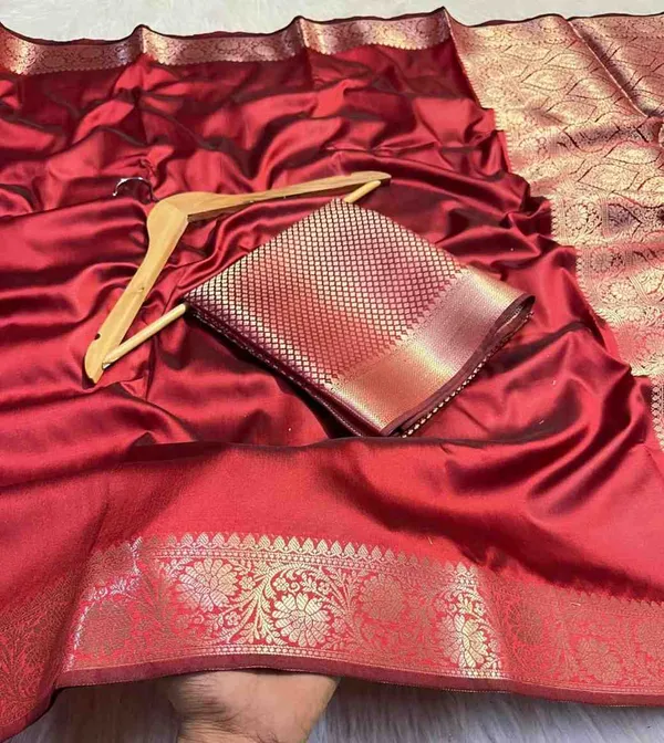 Red_Premium_Quality_Semi_Silk_Saree_with_Blouse_Piece