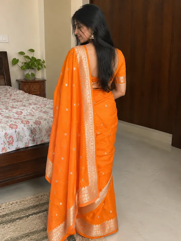 Premium_Orange_Crepe_Silk_Saree